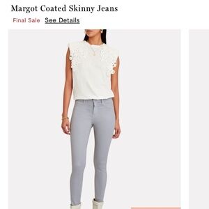 NWT L’Agence Paris Margot High Rise Skinny Coated Grey Denim SZ 25